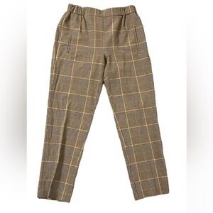 Aritzia Wilfred darontal plaid tan black pants size 10
